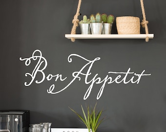 Bon Appetit Vinyl Wall Decal - Kitchen Wall Decor - French Quote for Kitchen - Julia Child Quote - Dining Room Quote