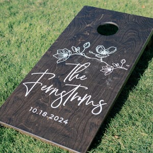 Custom Corn Hole Decals Wedding Monogram Cornhole Boards Family Name Lawn Game Decals Wedding DIY Game Boards Personalized Wedding Keepsake