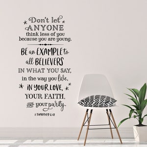 Vinyl Decal for Church Be an example Kids Scripture Wall Decal Children&#39;s Classroom Christian Wall Decal Sunday School Vinyl Saying