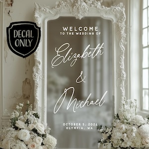 Welcome Wedding Sign Personalized Decal for Custom Wedding Decor Decal for Wedding MIrror Elegant Wedding Welcome Signage Fancy Mirror Sign