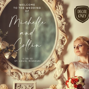 Wedding Welcome Sign | DIY Wedding Signs | Modern Custom Wedding Decor | Mirror Decal | Modern Sign Decal | Script Wedding Mirror Decal