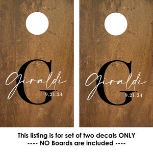 Custom Corn hole Decals Wedding Monogram Cornhole Boards Family Corn Hole Wall Decals Wedding Games Personalized Wedding Keepsake