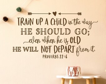 Proverbs 22:6 Vinyl Wall Decal Train up a child in the way he should go, Church Nursery, Nursery Bible Verse Art, Christian School