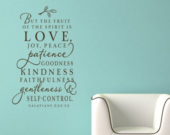 The fruit of the Spirit decor - custom color - wall decal - stunning vinyl wall lettering