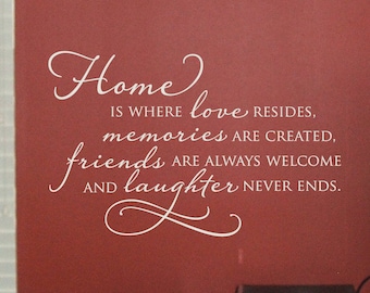 Home is where love resides Wall Decal - Home Quote - Family Saying - Inspirational Wall Decal - Wall Decor