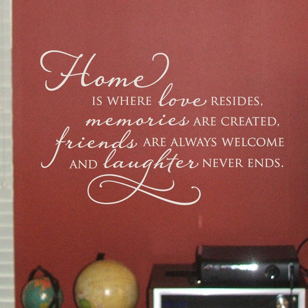 Home is where love resides Wall Decal - Home Quote - Family Saying - Inspirational Wall Decal - Wall Decor