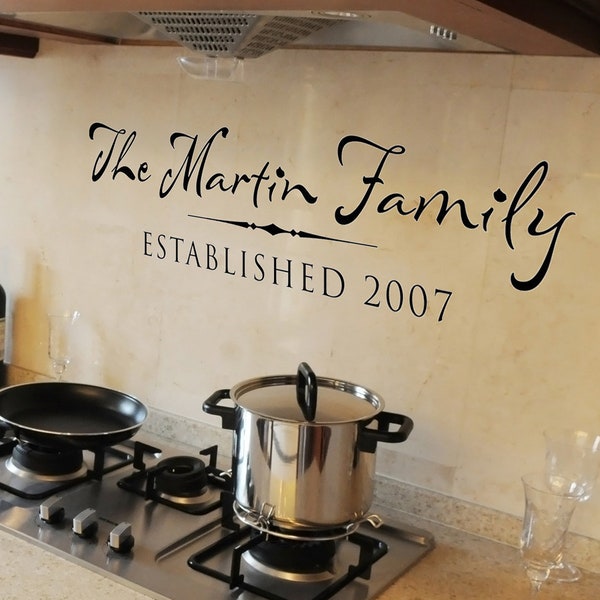 Family Name Wall Decal, Established Date, Family name with date established, personalized wall decal, Custom Wall Decal, Kitchen Quote