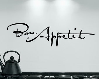 Bon Appetit Vinyl Wall Decal - Kitchen Wall Decor - Kitchen Quote Sticker - French Lettering