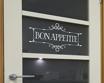 Bon Appetite Pantry Door Decal Glass Pantry Door Vinyl Sticker Kitchen Sticker Kitchen Decor Bon Appetite with Fancy Frame Kitchen Decor