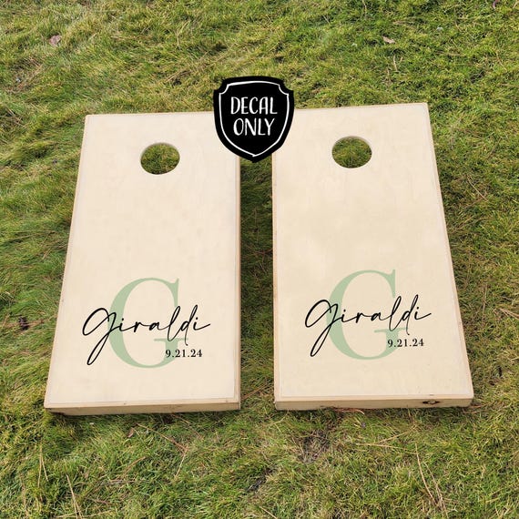 Custom Corn hole Decals Wedding Monogram Cornhole Boards Family Corn Hole Wall Decals Wedding Games Personalized Wedding Keepsake