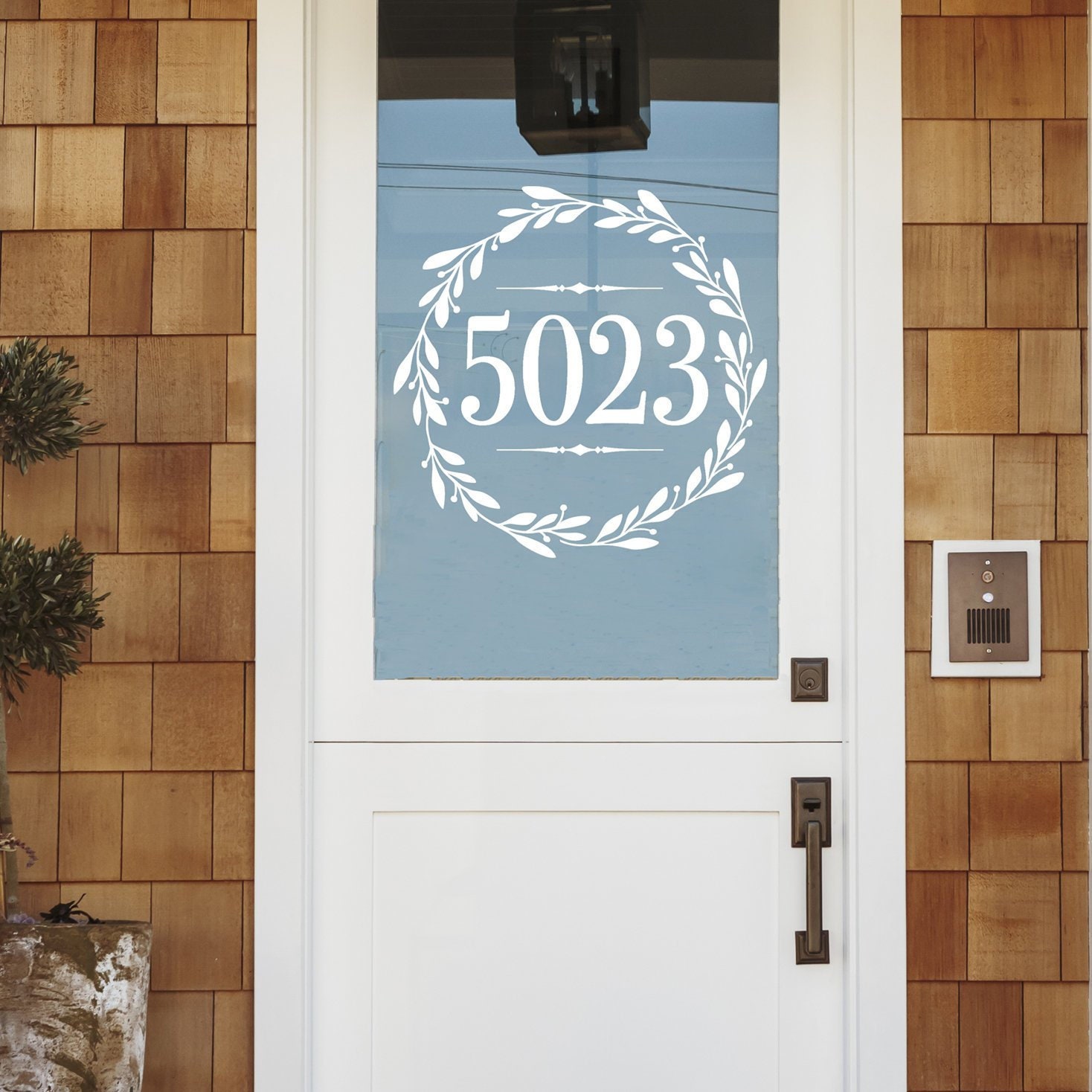Front Door Address Decal Personalized House Number Door Decal Storm Door Address Custom Design Wreath with House Address Numbers