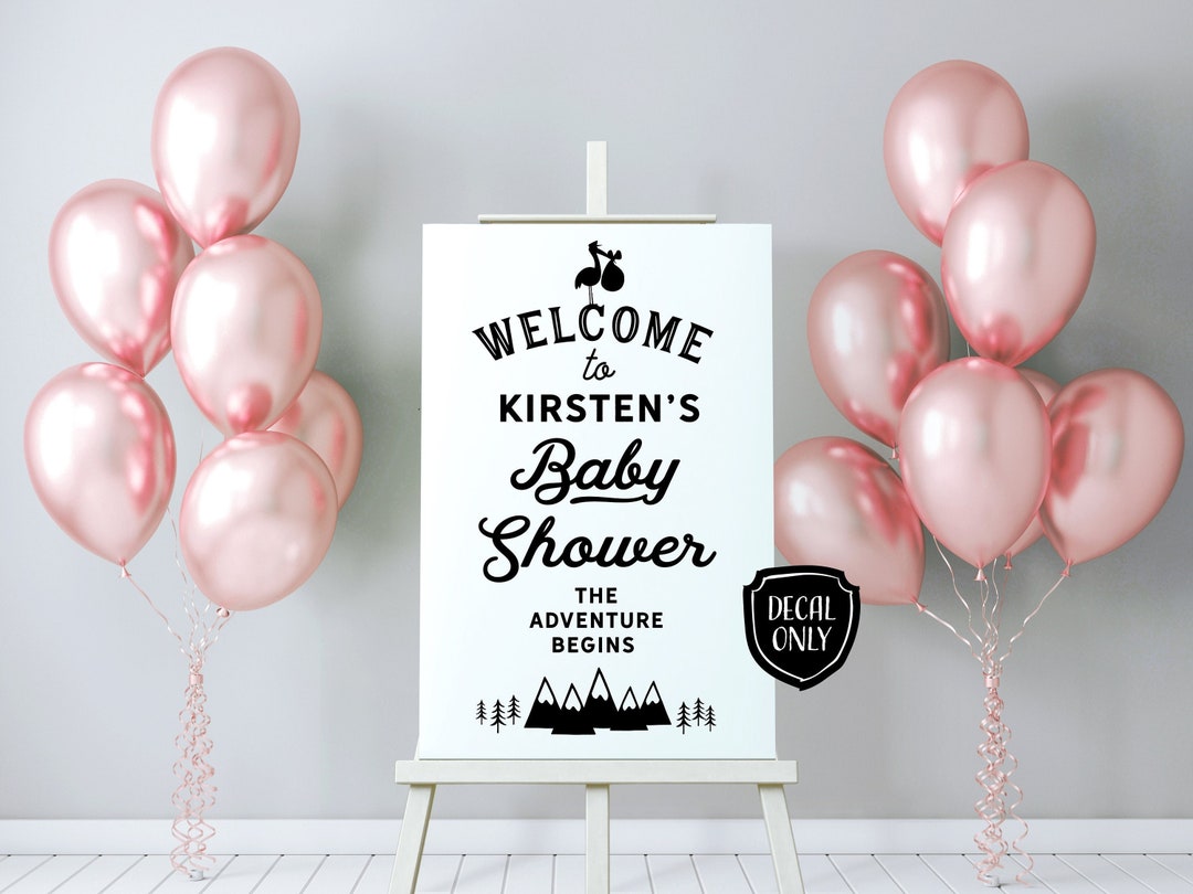 Custom to Baby Shower Sign Decal DIY Baby Shower Sign Adventure Themed Decor
