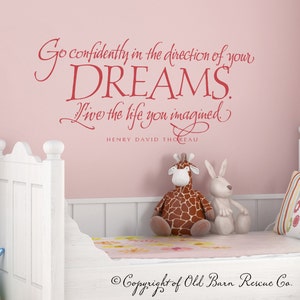 Go confidently in the direction of your DREAMS vinyl wall decal quote graphic design image 1