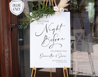 Rehearsal Dinner Personalized Decal | DIY Wedding Signs | Custom Wedding Decor | Wedding Sign Decal | The Night Before Welcome Decal