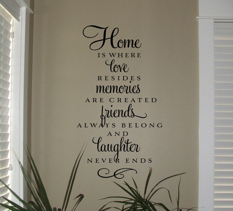 Home is where love resides Vinyl Wall Decal Entry Way Wall Decor Family Quote Sticker Family Room Decor Removable Lettering for Wall image 1