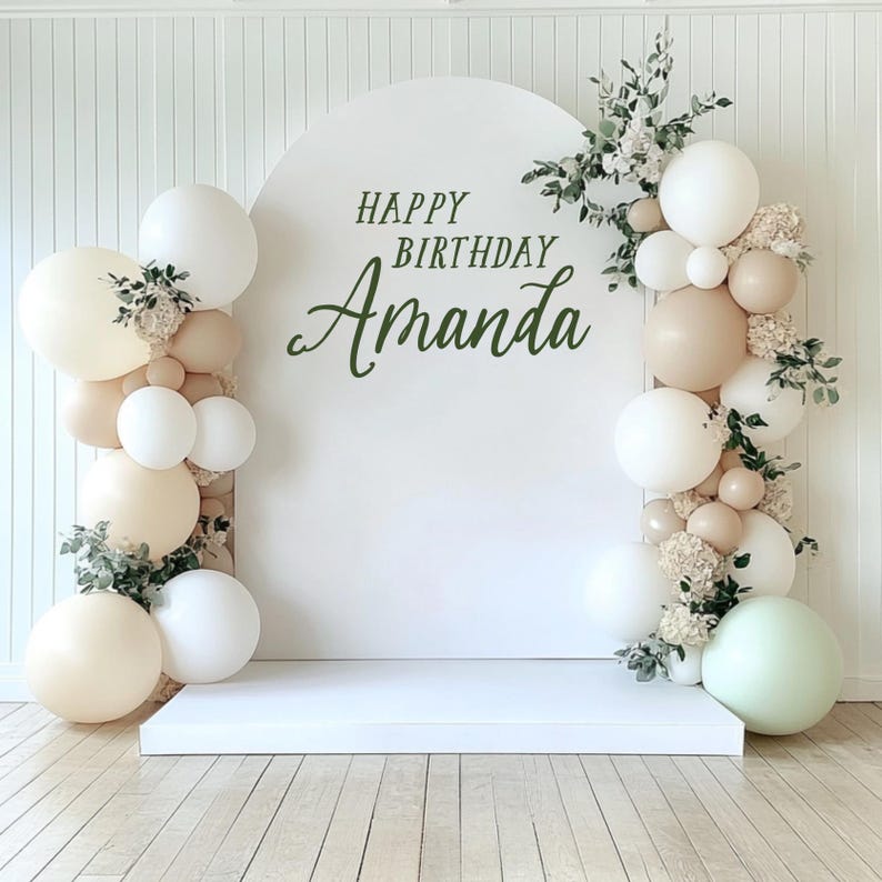 Calcomanía de letrero de fiesta personalizada para arco de globos, calcomanía de fondo de bricolaje para arco de globos de fiesta personalizado para arco alquilado, calcomanía de arco de decoración de eventos personalizada imagen 8