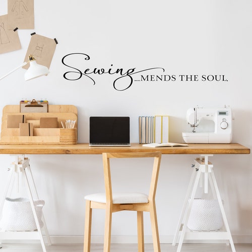 Sewing Mends the Soul Vinyl Wall Decal Sewing Room Wall Etsy