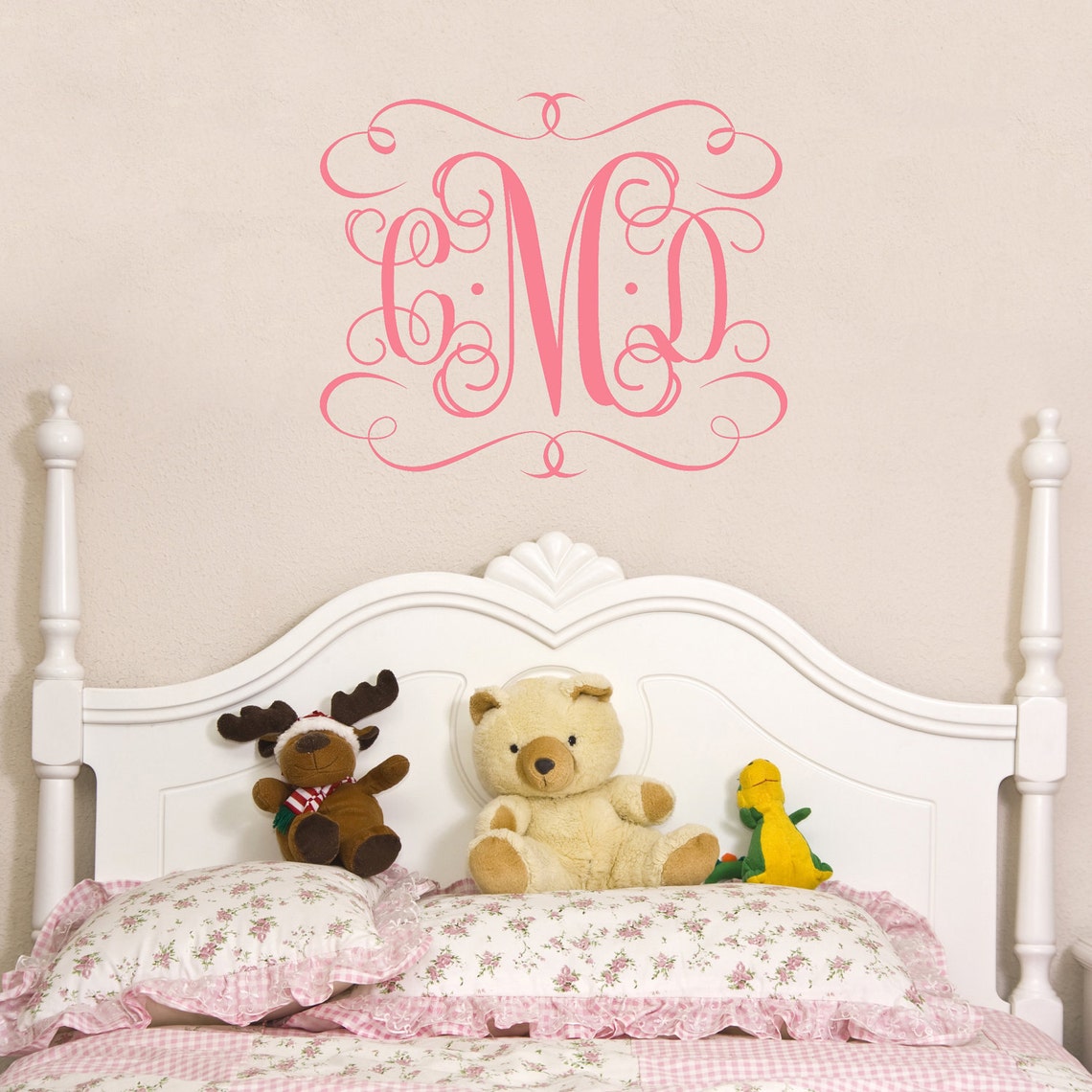 Large Vinyl Monogram Wall Decal Custom Color Monogram Etsy