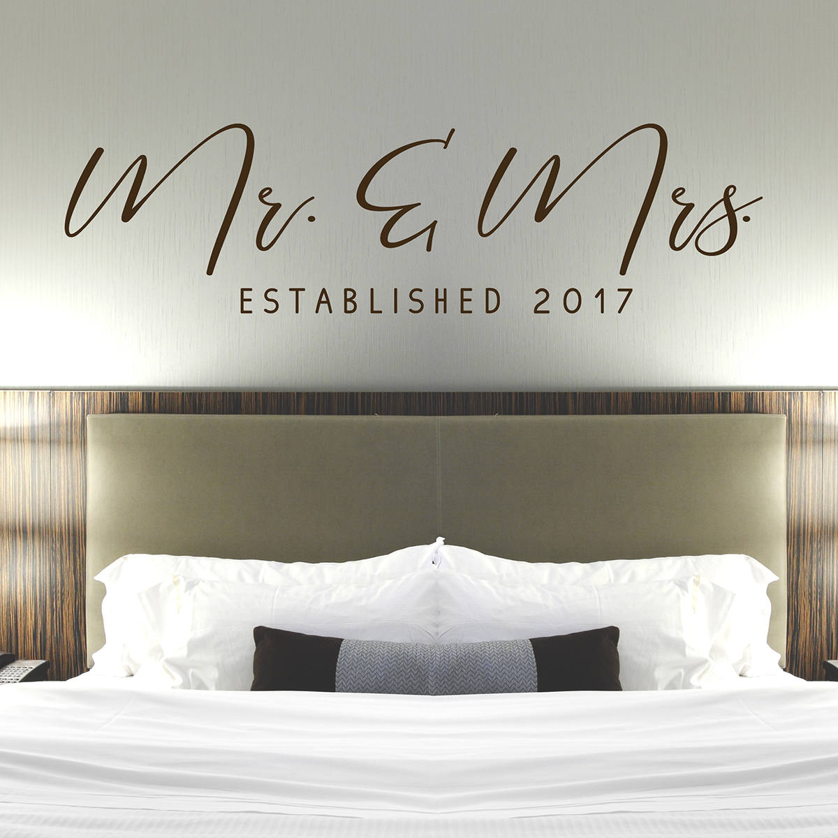 Mr & Mrs Wall Decal Primary Bedroom Wall Decor Established Date Decal Modern Font Vinyl Sticker Wall Decor Master Bedroom Wall Art
