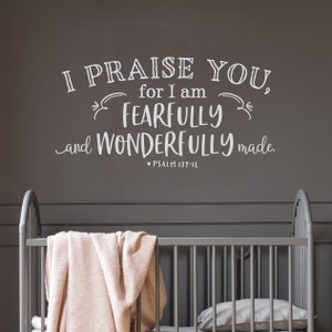 Psalm 139 Vinyl Wall Decal I am fearfully and wonderfully made, Children's Classroom Christian Decor, Church Sunday School Wall, Bible Verse