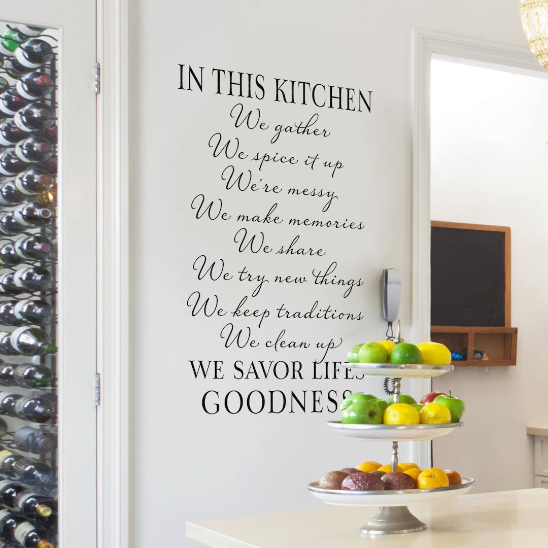 Kitchen Wall Decor Kitchen Quote Wall Decal in This Kitchen We Gather