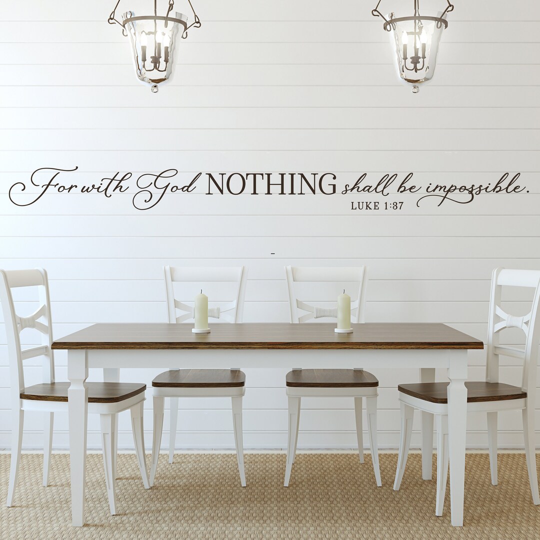 Bible Quote Wall Decal Luke 1:37 Scripture Decal Christian Wall Art ...