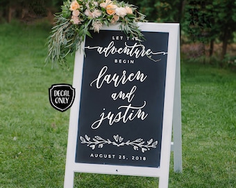 Chalkboard Sign Decal | DIY Wedding Signs | Let the Adventure Begin | Chalkboard Sign | Custom Wedding Decals | Welcome Wedding Sign