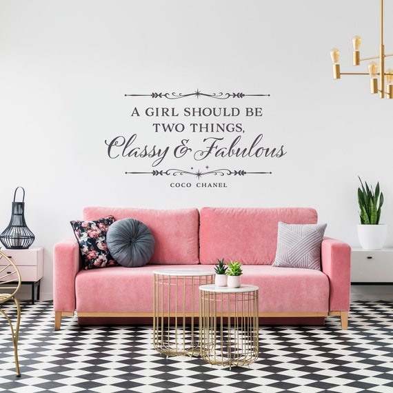 Classy and Fabulous - Coco Chanel Inspirational quote wall Stickers, wall  Decals