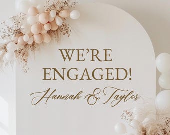 We&#39;re Engaged Sign Decal Custom Bridal Shower Decor Engagement Party Welcome Sign Decal Personalized Party Sign Decal for Shower Decorations