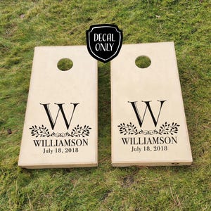 Corn Hole Decals Bean Bag Toss Personalized Cornhole Board Stickers for DIY Corn Hole Boards Decals Custom Corn Hole Game Decals with Date