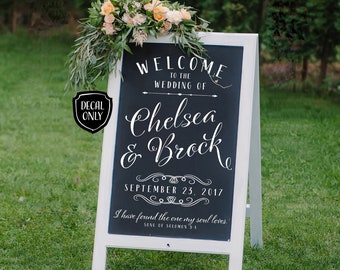 Welcome to the Wedding of Personalized Decal | DIY Wedding Signs | Custom Wedding Decor | I have found the one Decal | Chalkboard Sign