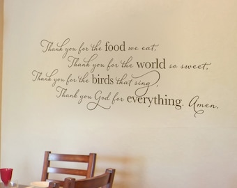 Thank you for the food we eat... Vinyl Wall Decal