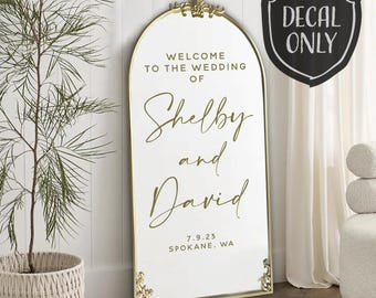 Welcome to our Wedding Sign DIY Personalized Modern Custom Wedding Decor Mirror Decal Modern Sign Decal Welcome to the Wedding of