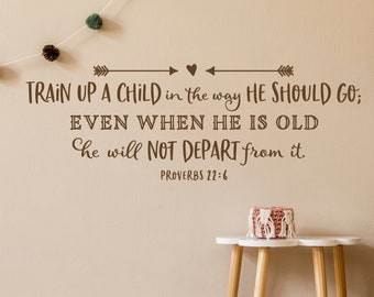 Proverbs 22:6 Vinyl Wall Decal Train up a child in the way he should go, Church Nursery, Nursery Bible Verse Art, Christian School