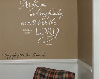 As for me and my family - Vinyl Wall Decal Lettering Scripture Art Design