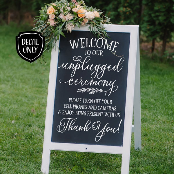 Unplugged Ceremony Sign Decal | Chalkboard Wedding Sign Decal | DIY No Cell Sign | Wedding Decor | Please Turn Off Cell Phones and Cameras