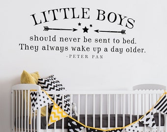 Peter Pan Wall Decal | Little boys should never be sent to bed | Nursery Wall Decal | Peter Pan Quote | Never Grow Up Removable Sticker