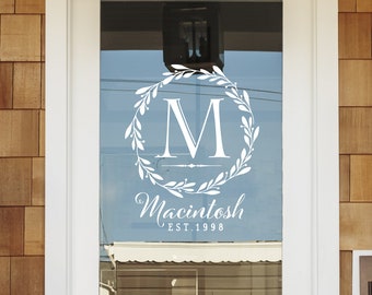 Front Door Decal | Family Monogram | Personalized Storm Door Decal | Custom Family Wall Decal | Front Door Monogram