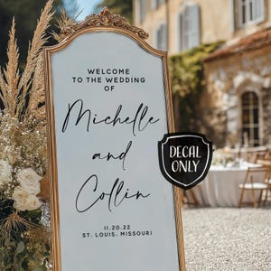 Mirror Wedding Welcome Sign DIY Custom Wedding Decor Mirror Vinyl Decal Modern Wedding Sign Decal for Wedding Mirror Special Event Decor