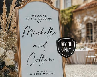 Mirror Wedding Welcome Sign DIY Custom Wedding Decor Mirror Vinyl Decal Modern Wedding Sign Decal for Wedding Mirror Special Event Decor