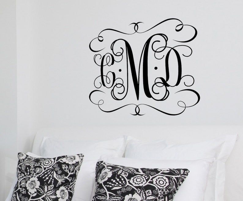 large vinyl monogram wall decal custom color monogram | etsy