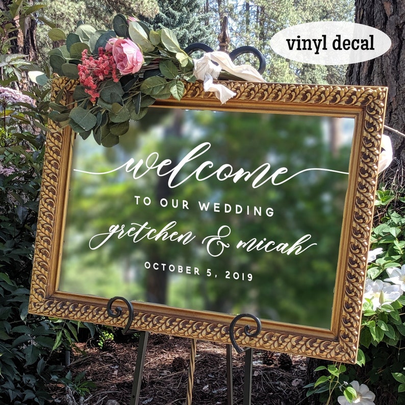 Welcome To Our Wedding Sign Personalized Decal Diy Wedding Etsy