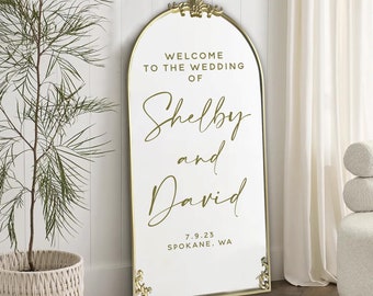 Welcome to our Wedding Sign | DIY Personalized Modern Custom Wedding Decor | Mirror Decal | Modern Sign Decal | Welcome to the Wedding of
