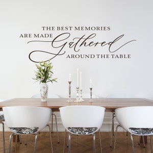 Dining Room Wall Decal The best memories are made gathered around the table Wall decor Ideas for Dining Room Family Quote Vinyl Sticker