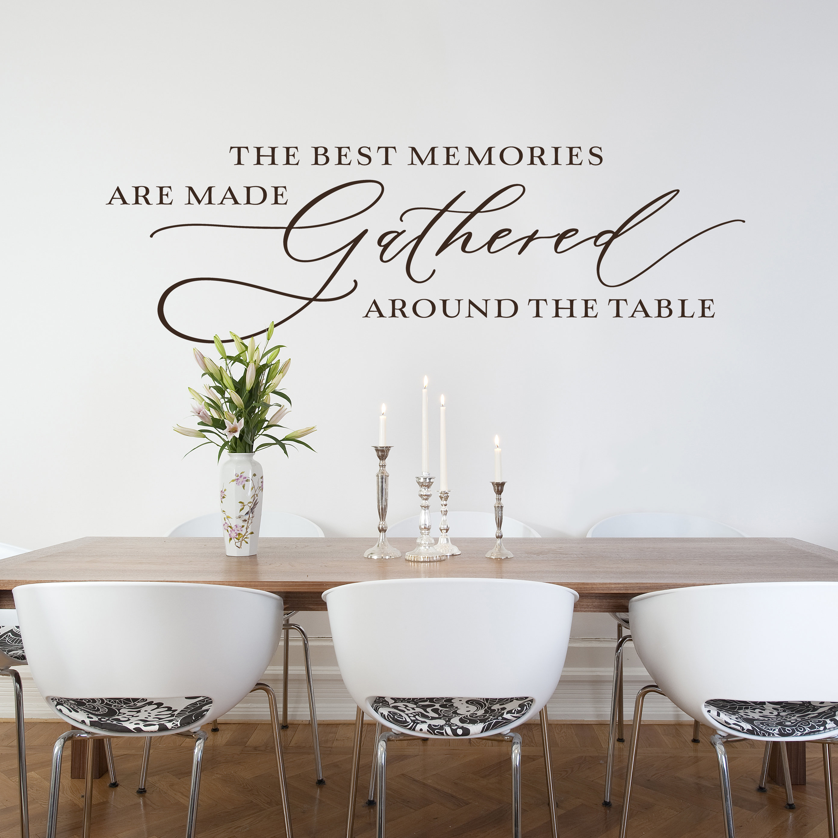 Dining Room Wall Decal The best memories are made gathered around the table Wall decor Ideas for Dining Room Family Quote Vinyl Sticker