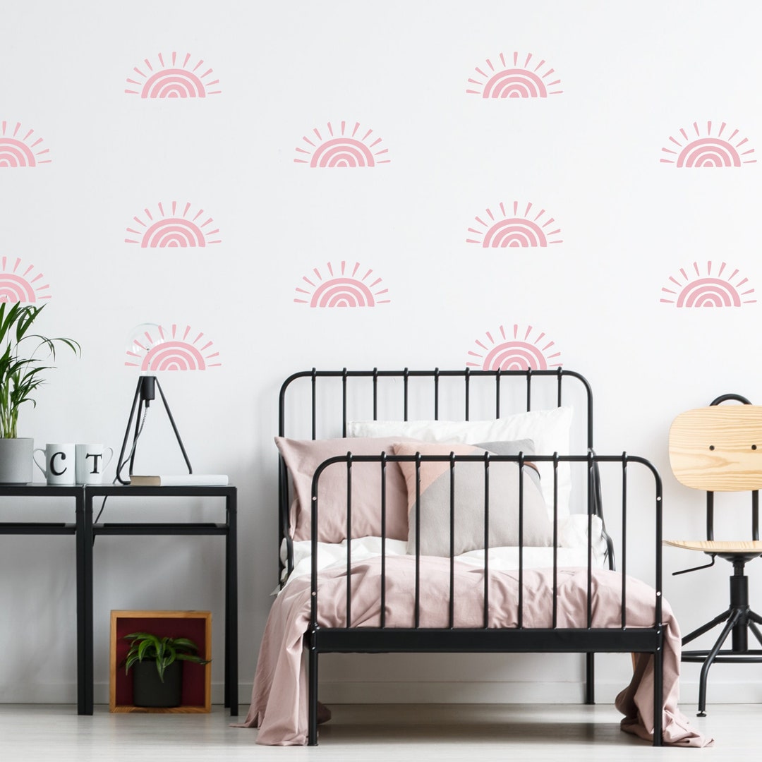 Sun Wall Decal Kid's Room Wall Art Half Sun Playroom Decor Boho Nursery ...