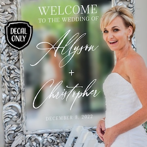 Wedding Welcome Sign Welcome to Our Wedding Entry Modern Custom Wedding Decor Mirror Decal Sticker Personalized Wedding Vinyl Decal