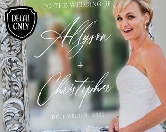 Wedding Welcome Sign Welcome to Our Wedding Entry Modern Custom Wedding Decor Mirror Decal Sticker Personalized Wedding Vinyl Decal