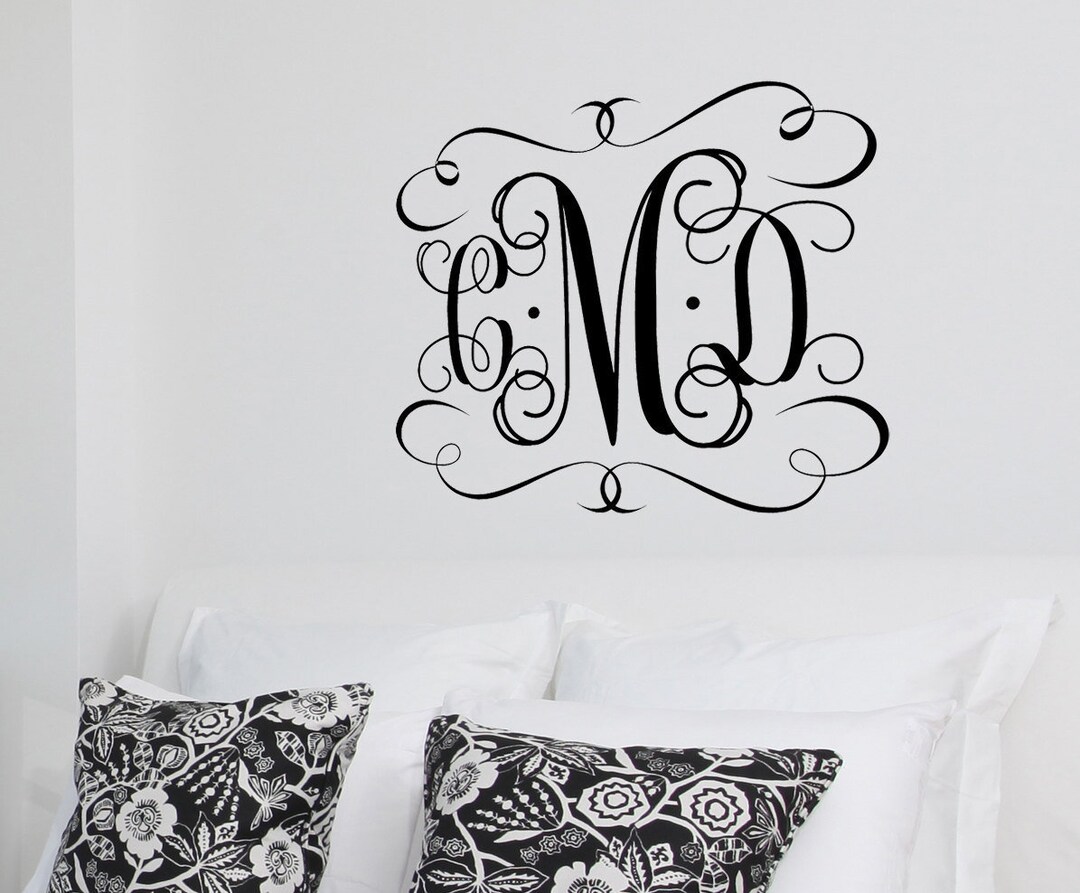 Large Vinyl Monogram Wall Decal Custom Color Monogram Decal 3 Letter