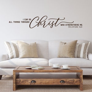 I can do all things through Christ who strengthens me Wall Decal Philippians 4:13 Scripture Quote Christian Bible Verse Wall Sticker